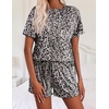 image:imageEkouaer Pajamas Set for Women Short Sleeve Lounge Set 2 Piece Soft Cute PjsGray Black Leopard