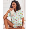 image:imageEkouaer Pajamas Set for Women Short Sleeve Lounge Set 2 Piece Soft Cute PjsGreen Cocktail Glass