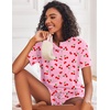 image:imageEkouaer Pajamas Set for Women Short Sleeve Lounge Set 2 Piece Soft Cute PjsPink Cherry