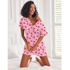image:imageEkouaer Pajamas Set for Women Short Sleeve Lounge Set 2 Piece Soft Cute PjsPink Cherry