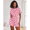 image:imageEkouaer Pajamas Set for Women Short Sleeve Lounge Set 2 Piece Soft Cute PjsPink Cherry