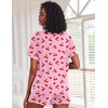 image:imageEkouaer Pajamas Set for Women Short Sleeve Lounge Set 2 Piece Soft Cute PjsPink Cherry