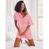 image:imageEkouaer Pajamas Set for Women Short Sleeve Lounge Set 2 Piece Soft Cute PjsPink Heart Leopard