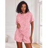 image:imageEkouaer Pajamas Set for Women Short Sleeve Lounge Set 2 Piece Soft Cute PjsPink Heart Leopard