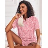 image:imageEkouaer Pajamas Set for Women Short Sleeve Lounge Set 2 Piece Soft Cute PjsPink Heart Leopard