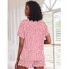 image:imageEkouaer Pajamas Set for Women Short Sleeve Lounge Set 2 Piece Soft Cute PjsPink Heart Leopard
