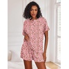 image:imageEkouaer Pajamas Set for Women Short Sleeve Lounge Set 2 Piece Soft Cute PjsPink Leopard