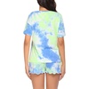 image:imageEkouaer Pajamas Set for Women Short Sleeve Lounge Set 2 Piece Soft Cute PjsTie Dye Blue Green