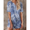 image:imageEkouaer Pajamas Set for Women Short Sleeve Lounge Set 2 Piece Soft Cute PjsTie Dye Grey Blue