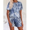 image:imageEkouaer Pajamas Set for Women Short Sleeve Lounge Set 2 Piece Soft Cute PjsTie Dye Grey Blue