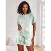 image:imageEkouaer Pajamas Set for Women Short Sleeve Lounge Set 2 Piece Soft Cute PjsTie Dye Light Green