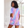 image:imageEkouaer Pajamas Set for Women Short Sleeve Lounge Set 2 Piece Soft Cute PjsTie Dye Purple Blue