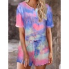 image:imageEkouaer Pajamas Set for Women Short Sleeve Lounge Set 2 Piece Soft Cute PjsTie Dye Rainbow