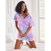 image:imageEkouaer Pajamas Set for Women Short Sleeve Lounge Set 2 Piece Soft Cute PjsTie Dye Rose Red Blue
