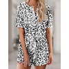 image:imageEkouaer Pajamas Set for Women Short Sleeve Lounge Set 2 Piece Soft Cute PjsWhite Black Leopard
