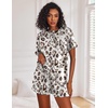 image:imageEkouaer Pajamas Set for Women Short Sleeve Lounge Set 2 Piece Soft Cute PjsWhite Brown Leopard