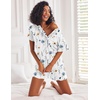 image:imageEkouaer Pajamas Set for Women Short Sleeve Lounge Set 2 Piece Soft Cute PjsWhite Flower