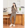 image:imageEkouaer Pajamas Womens Long Sleeve Pj Set Soft 2 Piece LoungewearApricot Leopard Print