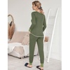 image:imageEkouaer Pajamas Womens Long Sleeve Pj Set Soft 2 Piece LoungewearArmy Green