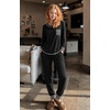 image:imageEkouaer Pajamas Womens Long Sleeve Pj Set Soft 2 Piece LoungewearBlack