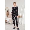 image:imageEkouaer Pajamas Womens Long Sleeve Pj Set Soft 2 Piece LoungewearBlack With Pink Hearts