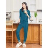 image:imageEkouaer Pajamas Womens Long Sleeve Pj Set Soft 2 Piece LoungewearBlue Green