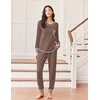 image:imageEkouaer Pajamas Womens Long Sleeve Pj Set Soft 2 Piece LoungewearBrown
