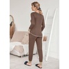 image:imageEkouaer Pajamas Womens Long Sleeve Pj Set Soft 2 Piece LoungewearBrown