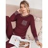 image:imageEkouaer Pajamas Womens Long Sleeve Pj Set Soft 2 Piece LoungewearCherry Red