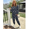image:imageEkouaer Pajamas Womens Long Sleeve Pj Set Soft 2 Piece LoungewearDeep Grey White Star