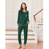 image:imageEkouaer Pajamas Womens Long Sleeve Pj Set Soft 2 Piece LoungewearGreen