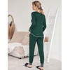 image:imageEkouaer Pajamas Womens Long Sleeve Pj Set Soft 2 Piece LoungewearGreen