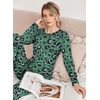 image:imageEkouaer Pajamas Womens Long Sleeve Pj Set Soft 2 Piece LoungewearGreen Leopardprint