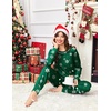image:imageEkouaer Pajamas Womens Long Sleeve Pj Set Soft 2 Piece LoungewearGreen Snowflakes