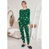 image:imageEkouaer Pajamas Womens Long Sleeve Pj Set Soft 2 Piece LoungewearGreen Snowflakes