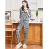 image:imageEkouaer Pajamas Womens Long Sleeve Pj Set Soft 2 Piece LoungewearGrey Black Star