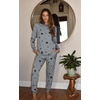 image:imageEkouaer Pajamas Womens Long Sleeve Pj Set Soft 2 Piece LoungewearGrey Black Star