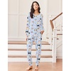 image:imageEkouaer Pajamas Womens Long Sleeve Pj Set Soft 2 Piece LoungewearLight Blue Cat