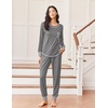 image:imageEkouaer Pajamas Womens Long Sleeve Pj Set Soft 2 Piece LoungewearMiddle Grey