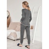 image:imageEkouaer Pajamas Womens Long Sleeve Pj Set Soft 2 Piece LoungewearMiddle Grey