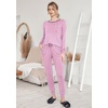 image:imageEkouaer Pajamas Womens Long Sleeve Pj Set Soft 2 Piece LoungewearPink Small Point