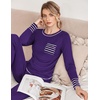 image:imageEkouaer Pajamas Womens Long Sleeve Pj Set Soft 2 Piece LoungewearPurple