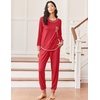 image:imageEkouaer Pajamas Womens Long Sleeve Pj Set Soft 2 Piece LoungewearRed