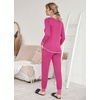 image:imageEkouaer Pajamas Womens Long Sleeve Pj Set Soft 2 Piece LoungewearRose Red