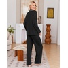 image:imageEkouaer Pajamas for Women Set Long Sleeve Lounge Set Soft Button Down PjsBlack