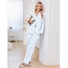 image:imageEkouaer Pajamas for Women Set Long Sleeve Lounge Set Soft Button Down PjsBlue Stripe