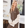 image:imageEkouaer Pajamas for Women Set Long Sleeve Lounge Set Soft Button Down PjsBrown