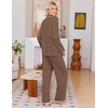 image:imageEkouaer Pajamas for Women Set Long Sleeve Lounge Set Soft Button Down PjsBrown