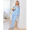 image:imageEkouaer Pajamas for Women Set Long Sleeve Lounge Set Soft Button Down PjsLight Blue