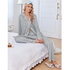 image:imageEkouaer Pajamas for Women Set Long Sleeve Lounge Set Soft Button Down PjsLight Grey